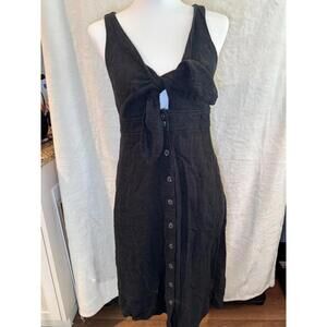 UNIVERSAL THREAD Dress Black Sleeveless Sundress Tie Front with Pockets Size Med